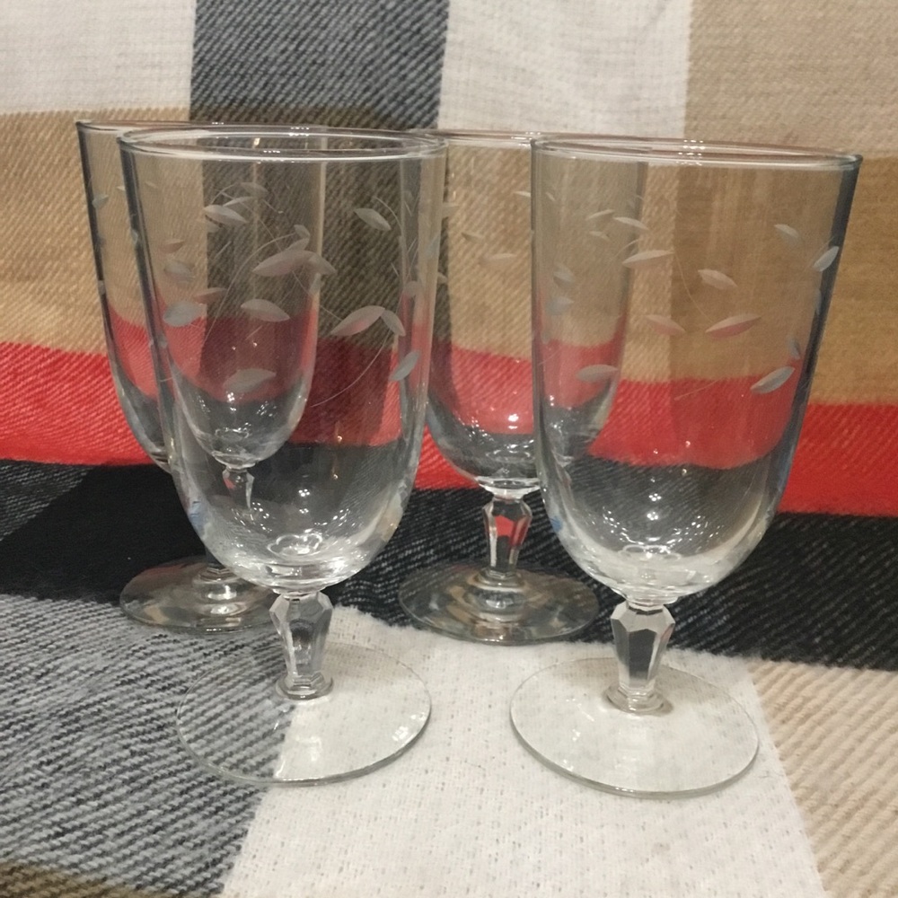 Libbey USA Windswept Etched Iced Tea Glasses 12 oz Set of 6